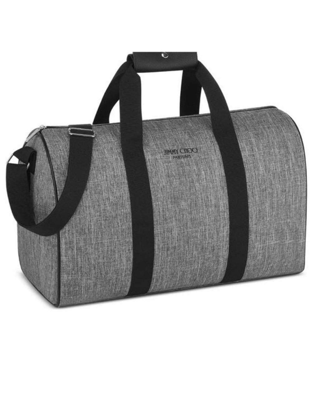 Jimmy Choo Gray Duffel with Black Straps weekender/gym bag